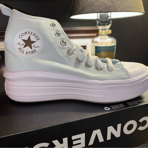 Converse Women's High-Top Sneakers - Light Blue - Double Platform - Picture 2 of 3